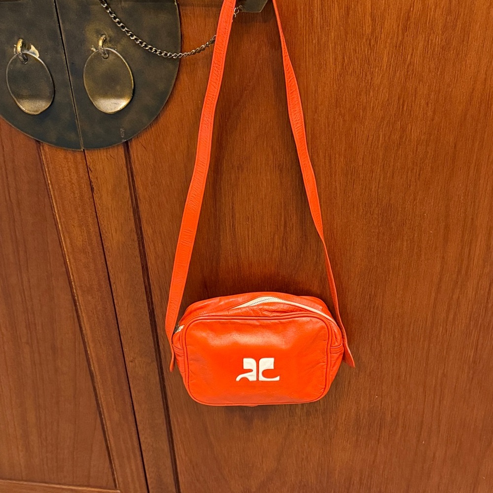 Courreges Iconic Patent Leather Orange Vintage  Bag